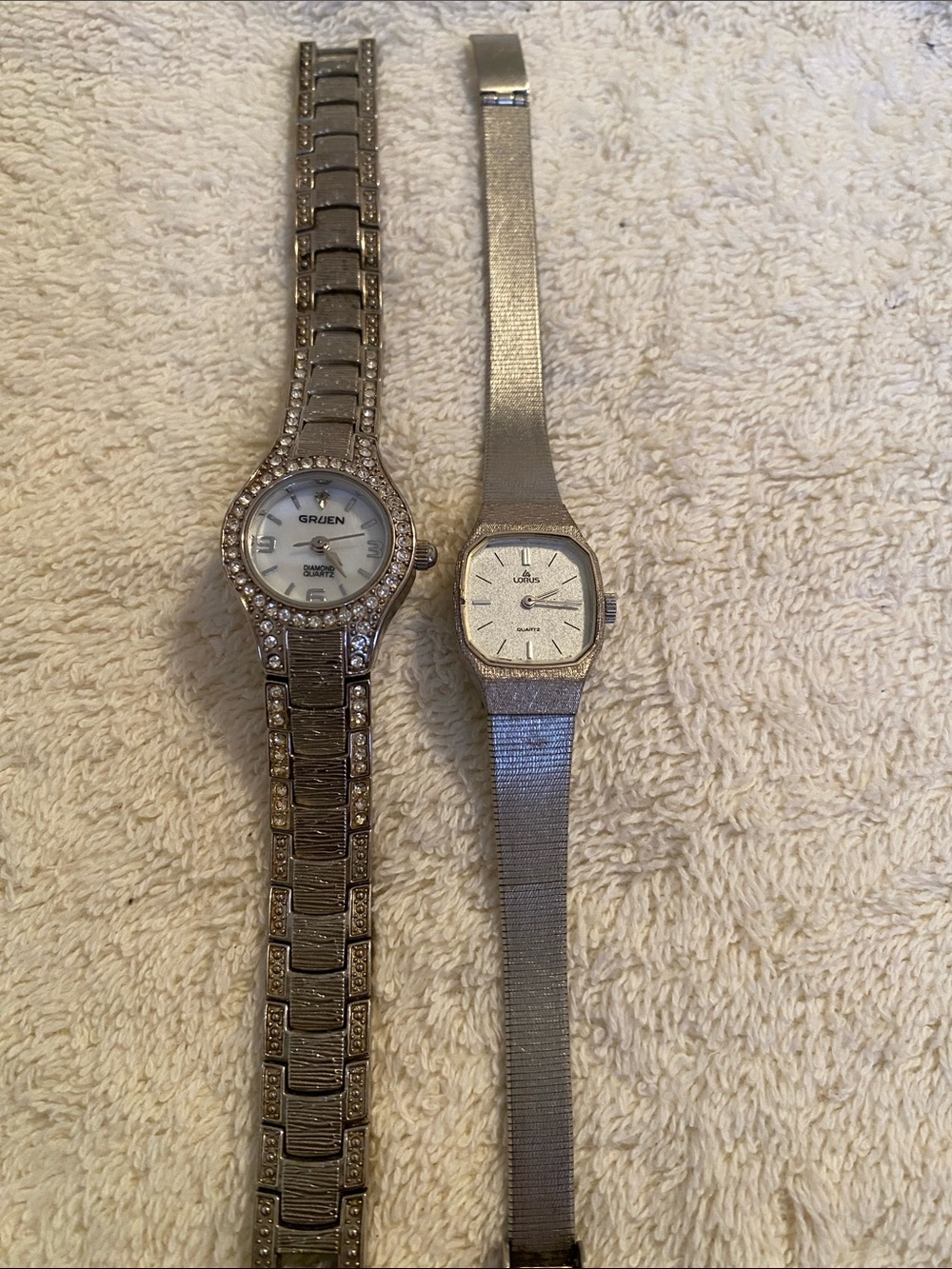 Silver set of untested ladies watches Gruen and lorus